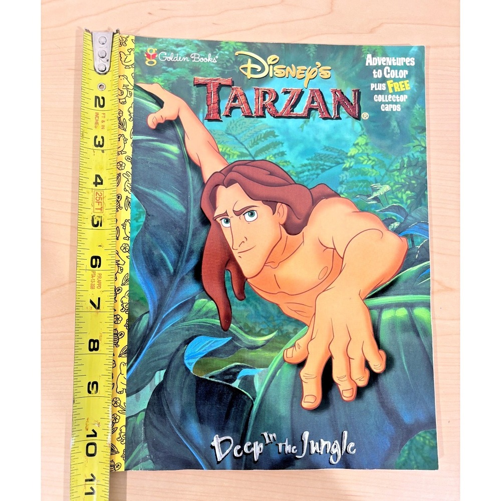 Vintage Disney Tarzan Deep In The Jungle Coloring Book Golden Books w Cards 1999